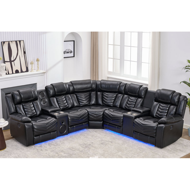 Faux leather power reclining sectional sales